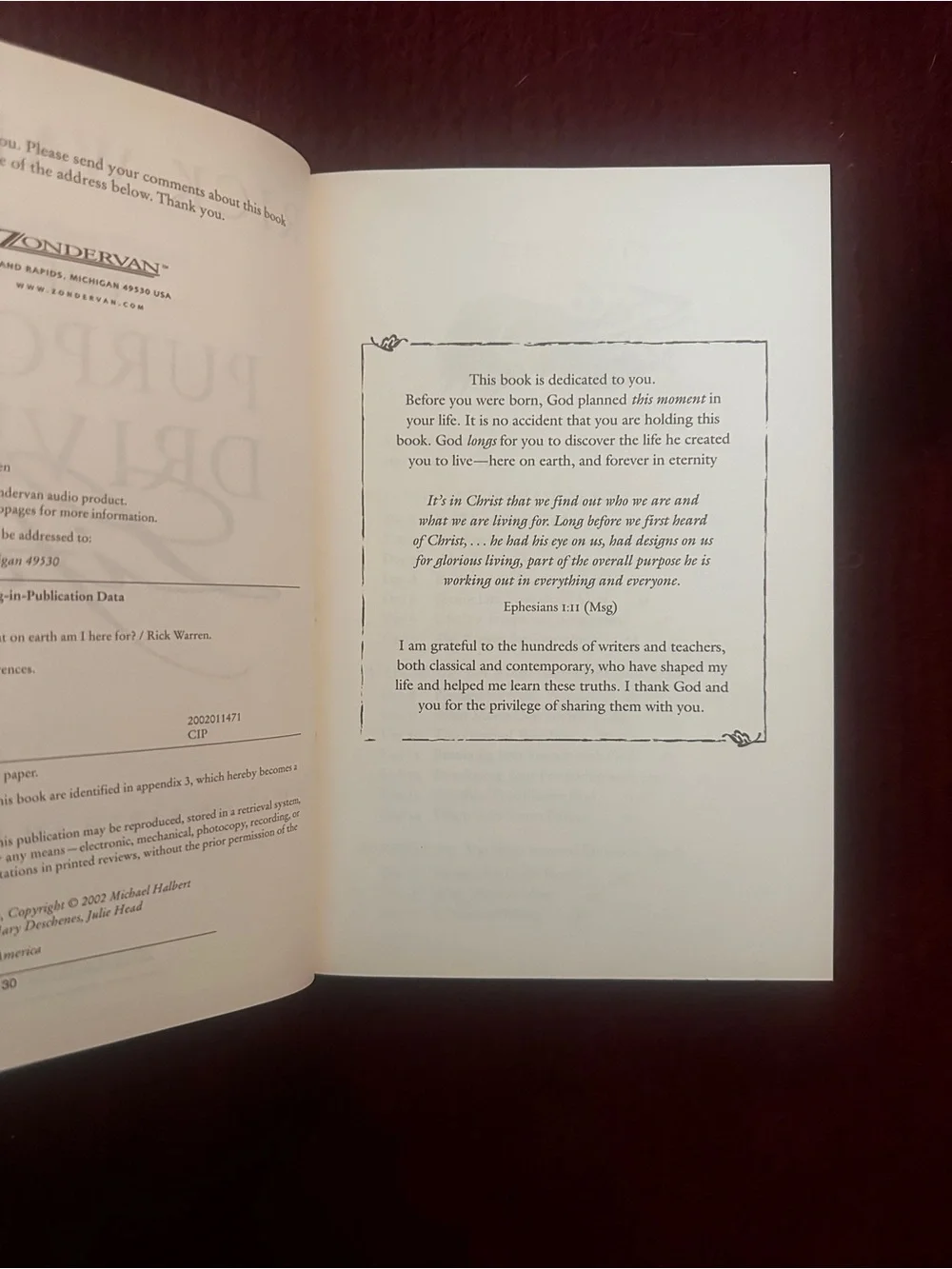 The Purpose Driven Life Hardcover Book - White Pages